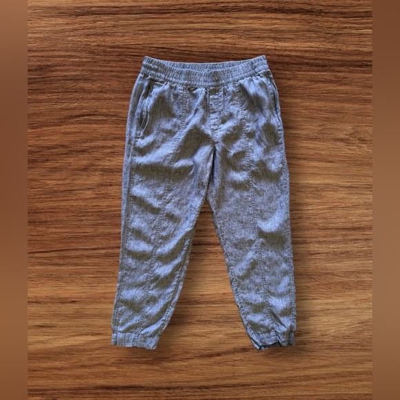 Athleta tall gray pants linen elastic waist and  foot 4 pockets tie size L - Picture 2 of 16